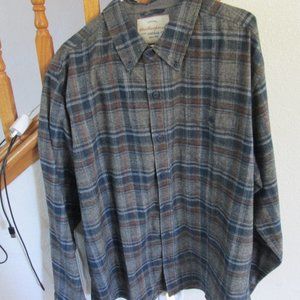 Shirt, L Sleeve, XXL, Men's, Plaid Soft Button-up